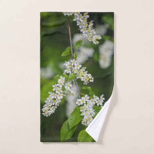 Bird Cherry Tree blüht Blume grün Badhandtuch Set (Handtuch)