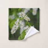 Bird Cherry Tree blüht Blume grün Badhandtuch Set (Waschlappen)