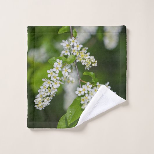 Bird Cherry Tree blüht Blume grün Badhandtuch Set (Waschlappen)