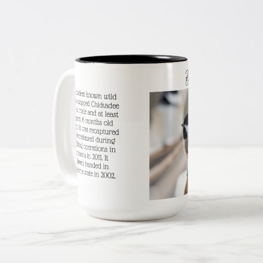 Bird, Chickadee, zweiseitig, Zweifarbige Tasse (Vorderseite Links)