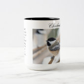 Bird, Chickadee, zweiseitig, Zweifarbige Tasse (Mittel)