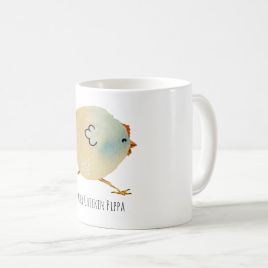 Bird, chicken, watercolor, whimsical, chubby bird kaffeetasse (VorderseiteRechts)