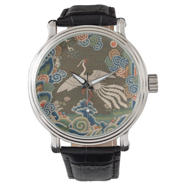 Bird Chinese Antique Decor Armbanduhr (Vorderseite)
