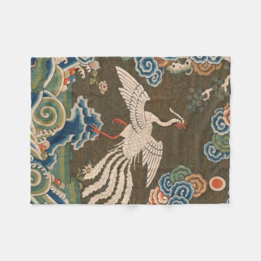 Bird Chinese Antique Decor Fleecedecke (Vorderseite (Horizontal))