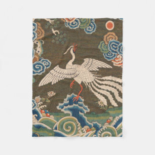 Bird Chinese Antique Decor Fleecedecke