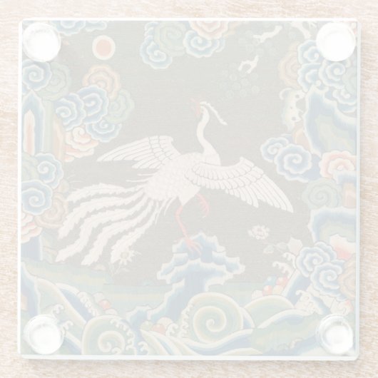 Bird Chinese Antique Decor Glasuntersetzer (Rückseite)