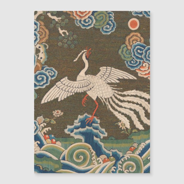 Bird Chinese Antique Decor Magnetkarte (Vorderseite)