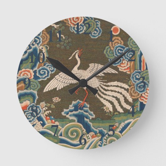 Bird Chinese Antique Decor Runde Wanduhr (Vorderseite)