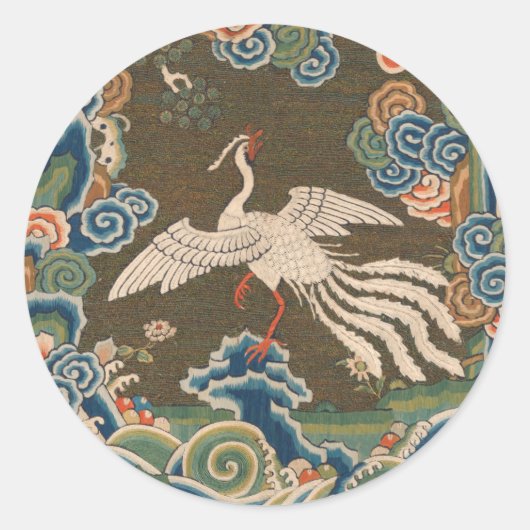 Bird Chinese Antique Decor Runder Aufkleber (Vorderseite)