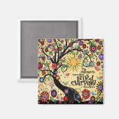 Bird Chirping Wetter Niedlich Whimsical Tree Fun Magnet (Vorderseite/Rückseite)