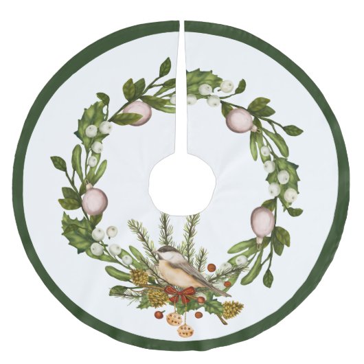 Bird Christmas Brushed Polyester Tree Skirt Polyester Weihnachtsbaumdecke (Vorderseite)