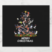 Bird Christmas Tree Frohe Weihnachten Schaumweinetikett (Einzelnes Label)
