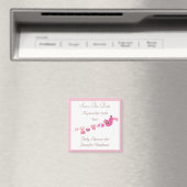 Bird & Clothesline Pink Save the Date Babydusche Magnet (In Situ (Geschirrspüler))