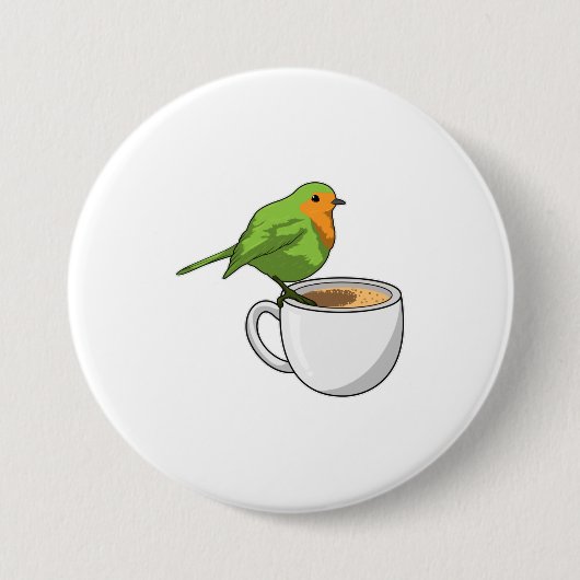 Bird Coffee Cup Button (Vorderseite)