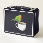 Bird Coffee Cup Metall Brotdose (Rückseite)