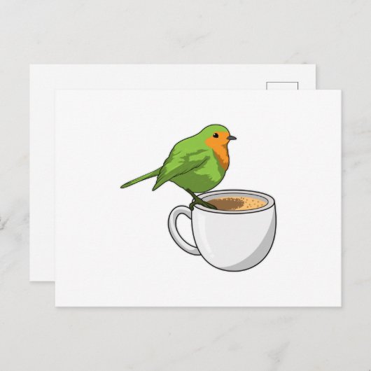 Bird Coffee Cup Postkarte (Vorne/Hinten)