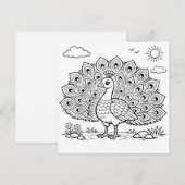 Bird Coloring Page Peacock Flat Card (Vorne/Hinten)
