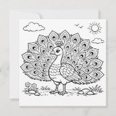 Bird Coloring Page Peacock Flat Card (Vorderseite)