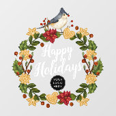 Bird Cookies Holly Business Logo Happy Holidays Wi Fensteraufkleber (Blatt)