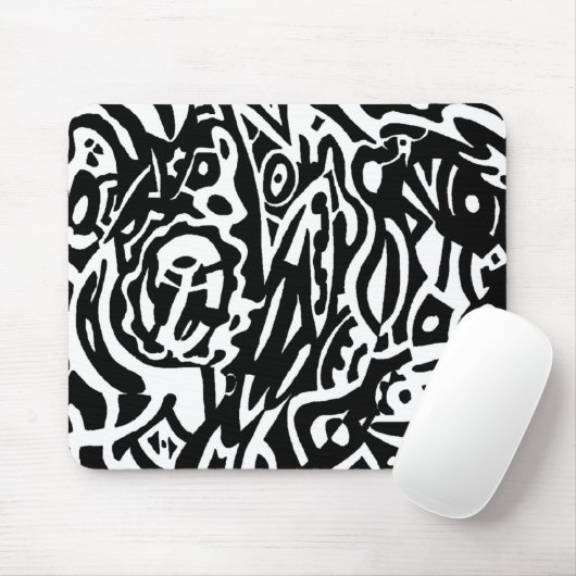 "Bird Creature" B&W Abstrakt Mousepad (Mit Mouse)