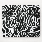 "Bird Creature" B&W Abstrakt Mousepad (Vorne)