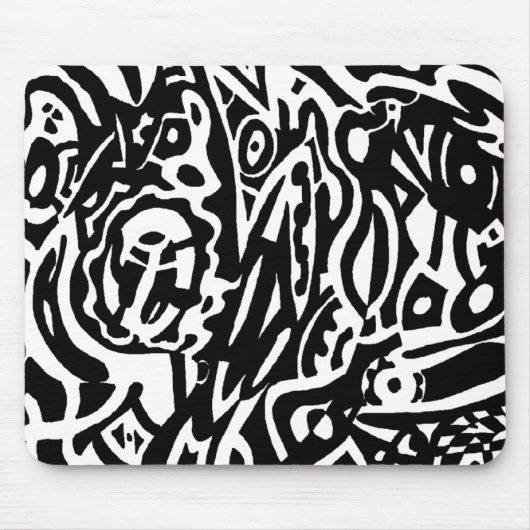 "Bird Creature" B&W Abstrakt Mousepad (Vorne)