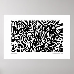 "Bird Creature" B&W Abstrakt Poster