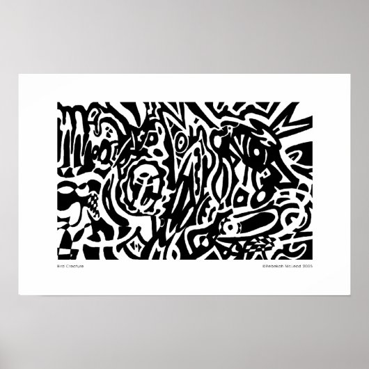 "Bird Creature" B&W Abstrakt Poster (Vorne)