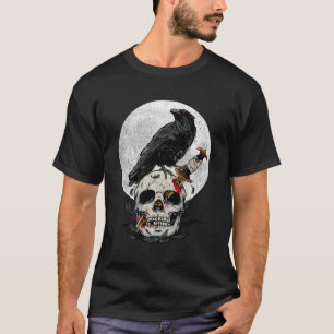 Bird Crow Skull Moon Raven Gothic T-Shirt