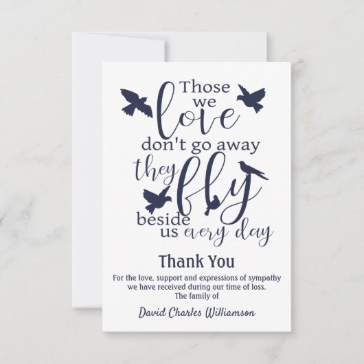 Bird Danke, dass ihr die Bestattungsfliege neben u Dankeskarte (Vorderseite)