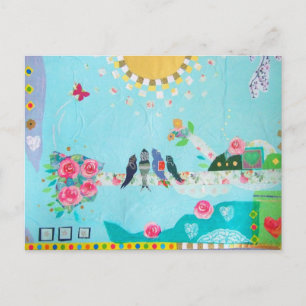 Bird Family Art Collage Postkarte