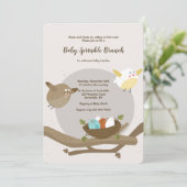 Bird Family Baby Dusche Einladung (Stehend Vorderseite)