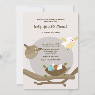 Bird Family Baby Dusche Einladung