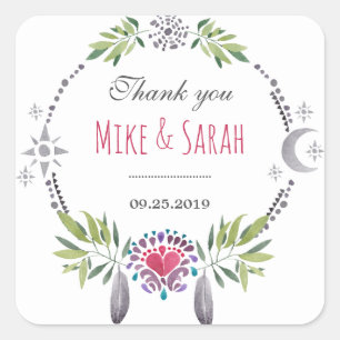 Bird Feather Tribal Muster Danke Sticker