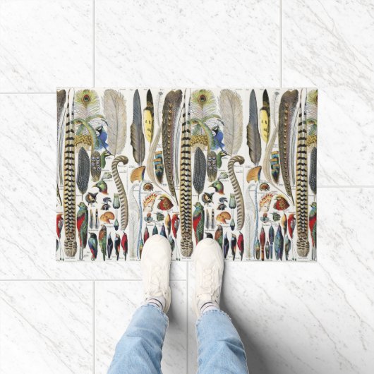 Bird Feather Wildlife Antique Feathers Art Nouveau Fußmatte (Indoor)