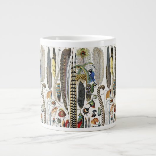 Bird Feather Wildlife Antique Feathers Art Nouveau Jumbo-Tasse (Vorderseite)