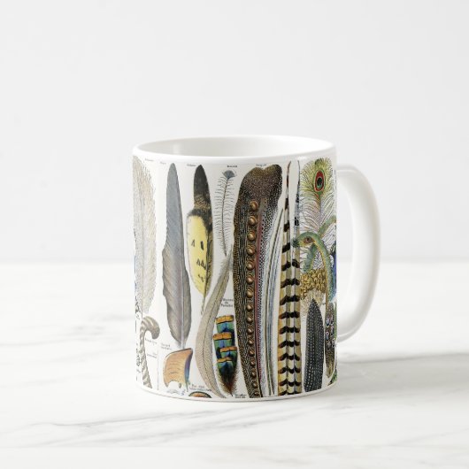 Bird Feather Wildlife Antique Feathers Art Nouveau Kaffeetasse (VorderseiteRechts)