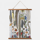 Bird Feather Wildlife Antique Feathers Art Nouveau Wandteppich Mit Holzrahmen (Vorderseite)