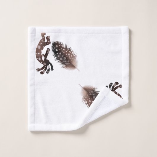 Bird Feathered Kokopelli Badetuch Set (Waschlappen)