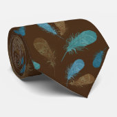 Bird Feathers Brown Gemustert Neck Tie Krawatte (Gerollt)