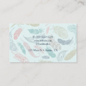 Bird Feathers Logo Bohemisch Country Artistic Visitenkarte (Rückseite)