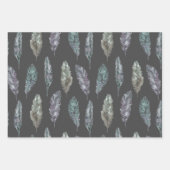 Bird Feathers Wasserfarbmuster Geschenkpapier Set (Vorderseite 3)