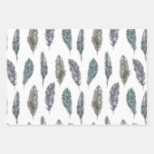 Bird Feathers Wasserfarbmuster Geschenkpapier Set (Vorderseite 2)