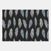 Bird Feathers Wasserfarbmuster Geschenkpapier Set (Vorderseite)
