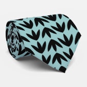 Bird Feet Muster Schwarz auf Lt Blue Green Krawatte (Gerollt)