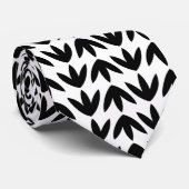 Bird Feet Muster Schwarz auf Weiß Krawatte (Gerollt)