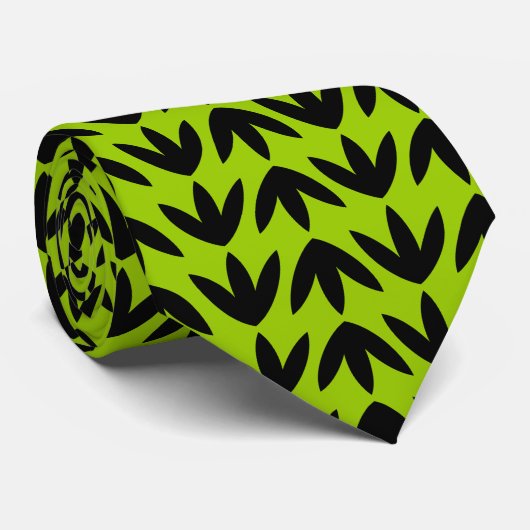 Bird Feet Pattern Black on Martian Green Krawatte (Gerollt)