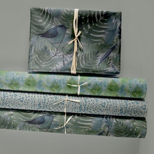 Bird Ferns Dragonflies Nature Inspiriert Decoupage Geschenkpapier Set