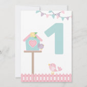 Bird First Birthday Girl Invite Little Birdie Einladung (Rückseite)
