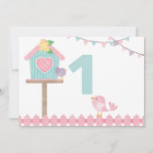 Bird First Birthday Girl Invite Little Birdie Einladung (Rückseite)